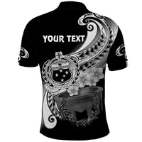 Custom Samoa Polo Shirt Ula Fala Kava Bowl Plumeria Polynesian Black - Wonder Print Shop