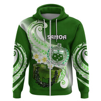 Custom Samoa Hoodie Ula Fala Kava Bowl Plumeria Polynesian Green - Wonder Print Shop
