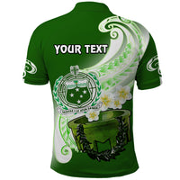 Custom Samoa Polo Shirt Ula Fala Kava Bowl Plumeria Polynesian Green - Wonder Print Shop