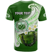 Custom Samoa T Shirt Ula Fala Kava Bowl Plumeria Polynesian Green - Wonder Print Shop