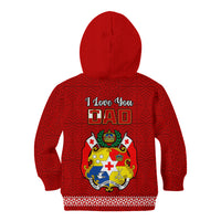 Tonga Fathers Day Kid Hoodie Red Tongan Ngatu I Love You Dad - Wonder Print Shop