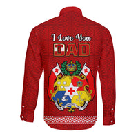Tonga Fathers Day Long Sleeve Button Shirt Red Tongan Ngatu I Love You Dad - Wonder Print Shop