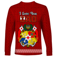 Tonga Fathers Day Long Sleeve Shirt Red Tongan Ngatu I Love You Dad - Wonder Print Shop