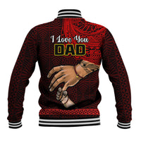 Tonga Fathers Day Baseball Jacket Black Tongan Ngatu I Love You Dad - Wonder Print Shop