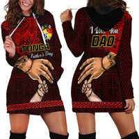 Tonga Fathers Day Hoodie Dress Black Tongan Ngatu I Love You Dad - Wonder Print Shop