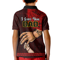 Fathers Day Tonga Polo Shirt for Kid Black Tongan Ngatu I Love You Dad - Wonder Print Shop