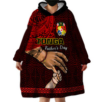 Tonga Fathers Day Wearable Blanket Hoodie Black Tongan Ngatu I Love You Dad - Wonder Print Shop