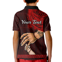 Custom Fathers Day Tonga Polo Shirt for Kid Black Tongan Ngatu I Love You Dad - Wonder Print Shop