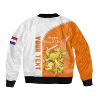 (Custom Personalised) Netherlands Kings Day Sleeve Zip Bomber Jacket Gelukkige Koningsdag Ver.01 - Wonder Print Shop