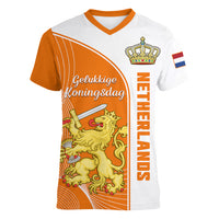 (Custom Personalised) Netherlands Kings Day Women V Neck T Shirt Gelukkige Koningsdag Ver.01 - Wonder Print Shop