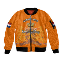 Netherlands Kings Day Sleeve Zip Bomber Jacket Gelukkige Koningsdag Ver.02 - Wonder Print Shop