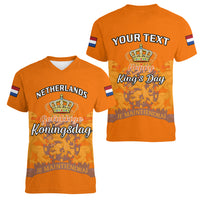Netherlands Kings Day Women V Neck T Shirt Gelukkige Koningsdag Ver.02 - Wonder Print Shop