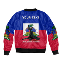 (Custom Personalised) Haiti Sleeve Zip Bomber Jacket Negre Marron With Haitian Flag - Wonder Print Shop