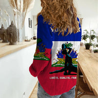 (Custom Personalised) Haiti Women Casual Shirt Negre Marron With Haitian Flag - Wonder Print Shop