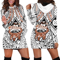 Fiji Tanoa Hoodie Dress Kava Bowl Fijian Tapa Brown Pattern - Wonder Print Shop