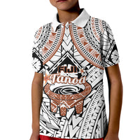 Fiji Tanoa Polo Shirt for Kid Kava Bowl Fijian Tapa Brown Pattern - Wonder Print Shop