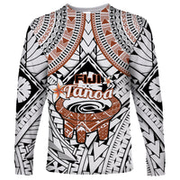 Fiji Tanoa Long Sleeve Shirt Kava Bowl Fijian Tapa Brown Pattern - Wonder Print Shop
