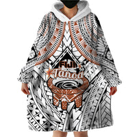 Fiji Tanoa Wearable Blanket Hoodie Kava Bowl Fijian Tapa Brown Pattern - Wonder Print Shop