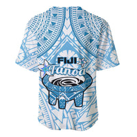 Fiji Tanoa Baseball Jersey Kava Bowl Fijian Tapa Blue Pattern - Wonder Print Shop