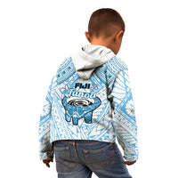 Fiji Tanoa Kid Hoodie Kava Bowl Fijian Tapa Blue Pattern - Wonder Print Shop
