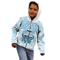 Fiji Tanoa Kid Hoodie Kava Bowl Fijian Tapa Blue Pattern - Wonder Print Shop