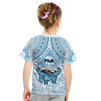 Fiji Tanoa Kid T Shirt Kava Bowl Fijian Tapa Blue Pattern - Wonder Print Shop