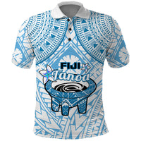 Fiji Tanoa Polo Shirt Kava Bowl Fijian Tapa Blue Pattern - Wonder Print Shop