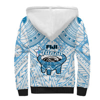 Fiji Tanoa Sherpa Hoodie Kava Bowl Fijian Tapa Blue Pattern - Wonder Print Shop