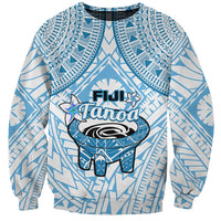 Fiji Tanoa Sweatshirt Kava Bowl Fijian Tapa Blue Pattern - Wonder Print Shop
