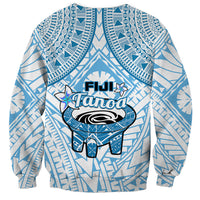 Fiji Tanoa Sweatshirt Kava Bowl Fijian Tapa Blue Pattern - Wonder Print Shop