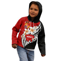 Tonga Kava Bowl Kid Hoodie Togan Kupesi Ngatu Pattern Black - Wonder Print Shop