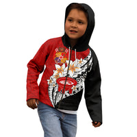 Tonga Kava Bowl Kid Hoodie Togan Kupesi Ngatu Pattern Black - Wonder Print Shop