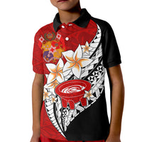 Tonga Kava Bowl Polo Shirt for Kid Togan Kupesi Ngatu Pattern Black - Wonder Print Shop
