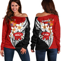 Tonga Kava Bowl Off Shoulder Sweater Togan Kupesi Ngatu Pattern Black - Wonder Print Shop