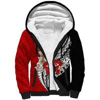 Tonga Kava Bowl Sherpa Hoodie Togan Kupesi Ngatu Pattern Black - Wonder Print Shop