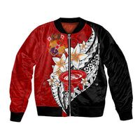 Tonga Kava Bowl Sleeve Zip Bomber Jacket Togan Kupesi Ngatu Pattern Black - Wonder Print Shop