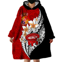 Tonga Kava Bowl Wearable Blanket Hoodie Togan Kupesi Ngatu Pattern Black - Wonder Print Shop