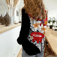 Tonga Kava Bowl Women Casual Shirt Togan Kupesi Ngatu Pattern Black - Wonder Print Shop