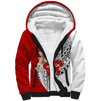 Tonga Kava Bowl Sherpa Hoodie Togan Kupesi Ngatu Pattern White - Wonder Print Shop