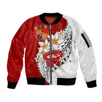 Tonga Kava Bowl Sleeve Zip Bomber Jacket Togan Kupesi Ngatu Pattern White - Wonder Print Shop