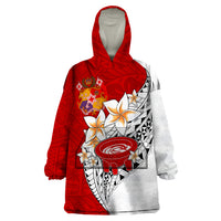 Tonga Kava Bowl Wearable Blanket Hoodie Togan Kupesi Ngatu Pattern White - Wonder Print Shop
