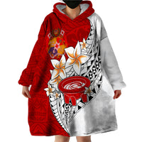 Tonga Kava Bowl Wearable Blanket Hoodie Togan Kupesi Ngatu Pattern White - Wonder Print Shop