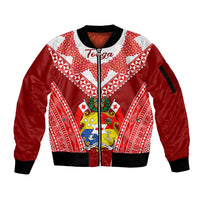 Tonga Heilala Flowers Sleeve Zip Bomber Jacket Tongan Ngatu White Special Verison - Wonder Print Shop