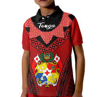 Tonga Heilala Flowers Polo Shirt for Kid Tongan Ngatu Black Special Verison - Wonder Print Shop