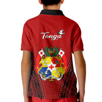 Tonga Heilala Flowers Polo Shirt for Kid Tongan Ngatu Black Special Verison - Wonder Print Shop