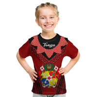 Tonga Heilala Flowers Kid T Shirt Tongan Ngatu Black Special Verison - Wonder Print Shop