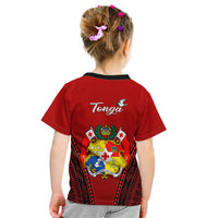 Tonga Heilala Flowers Kid T Shirt Tongan Ngatu Black Special Verison - Wonder Print Shop