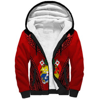 Tonga Heilala Flowers Sherpa Hoodie Tongan Ngatu Black Special Verison - Wonder Print Shop