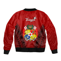 Tonga Heilala Flowers Sleeve Zip Bomber Jacket Tongan Ngatu Black Special Verison - Wonder Print Shop