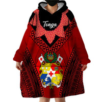 Tonga Heilala Flowers Wearable Blanket Hoodie Tongan Ngatu Black Special Verison - Wonder Print Shop